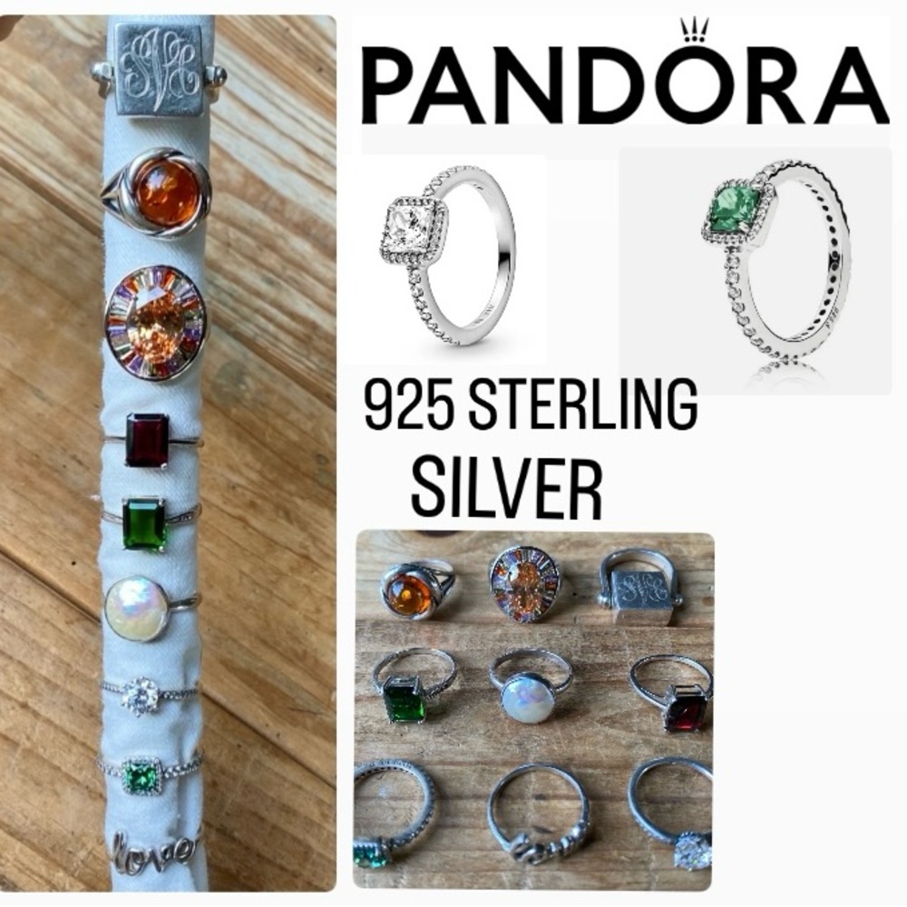 Ring Collection Lot Size 7 Sterling Silver 925 Pandora Nine Rings